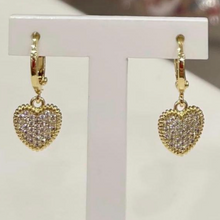 Load image into Gallery viewer, Sparkly Heart  Huggy Earrings
