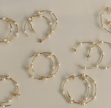Load image into Gallery viewer, Gold Hoop Earrings With Pearl Accents