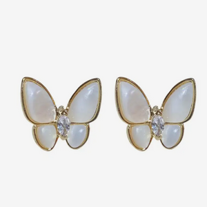 White Butterfly Stud Earrings