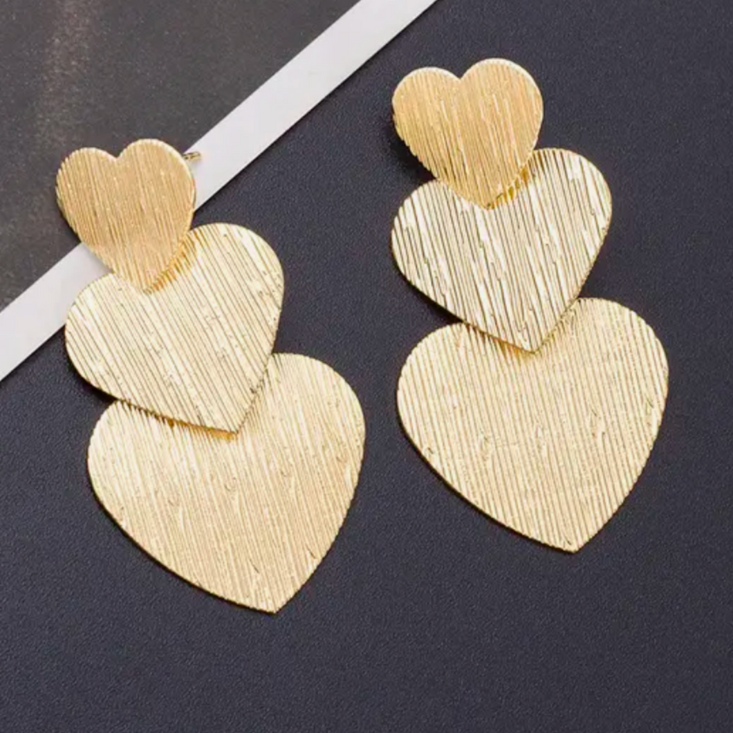 Triple Heart Earrings