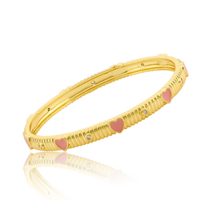 Pink Or White Heart Studded Bangle Bracelet