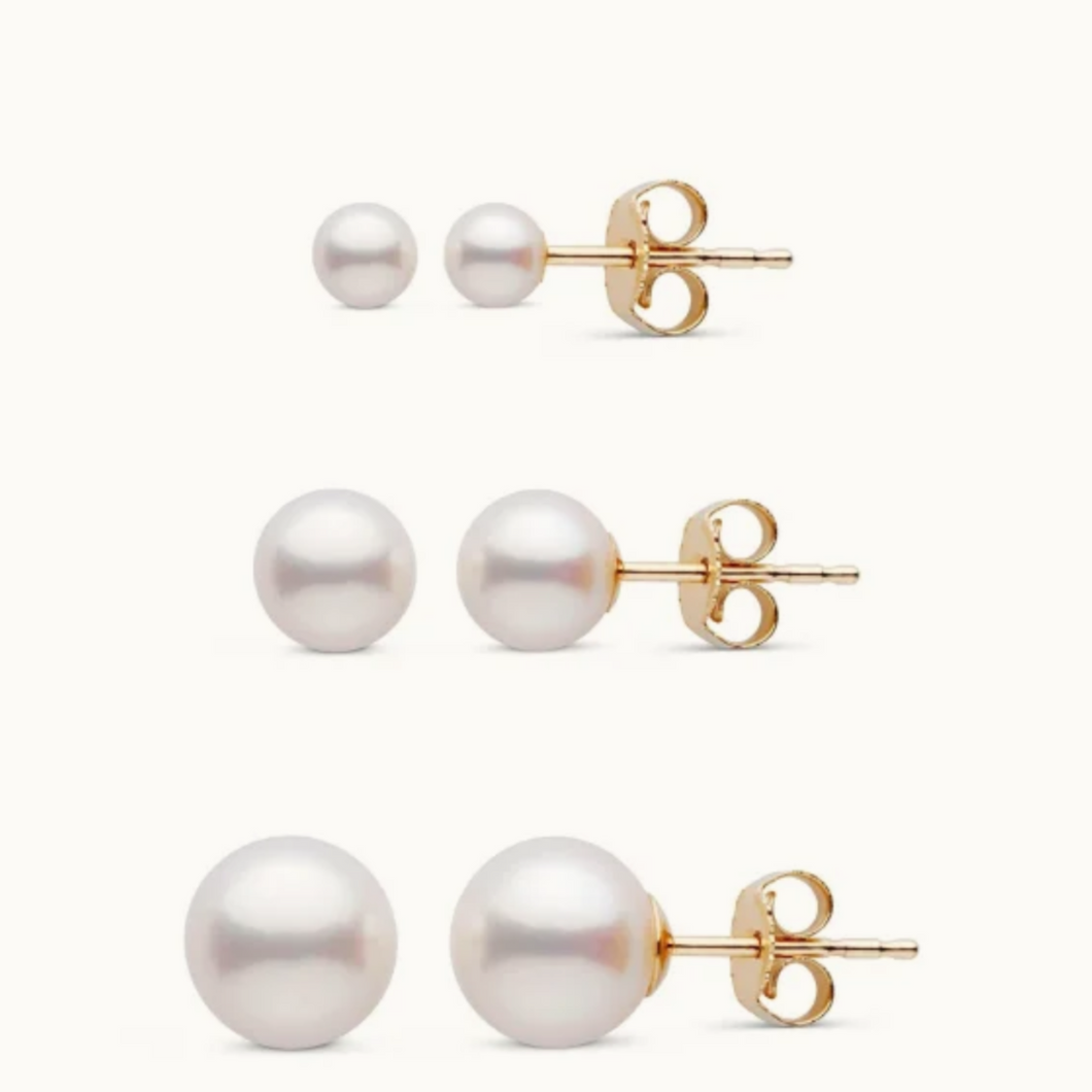 14 k Gold Pearl Stud Earrings