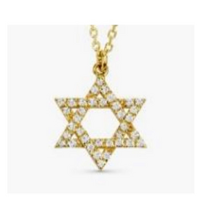 14 K Gold  and Diamond Magen David Necklace