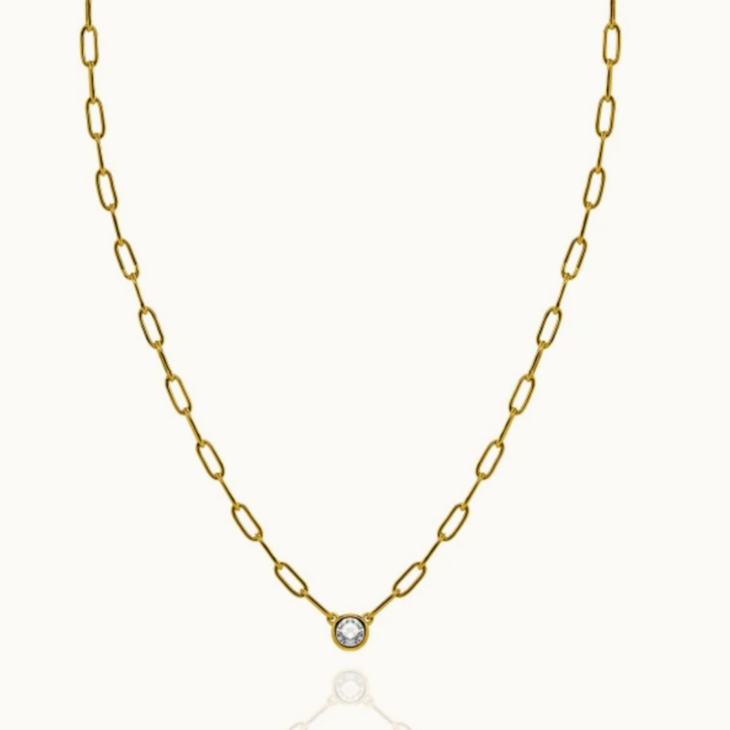 Bezel Paper Clip Necklace