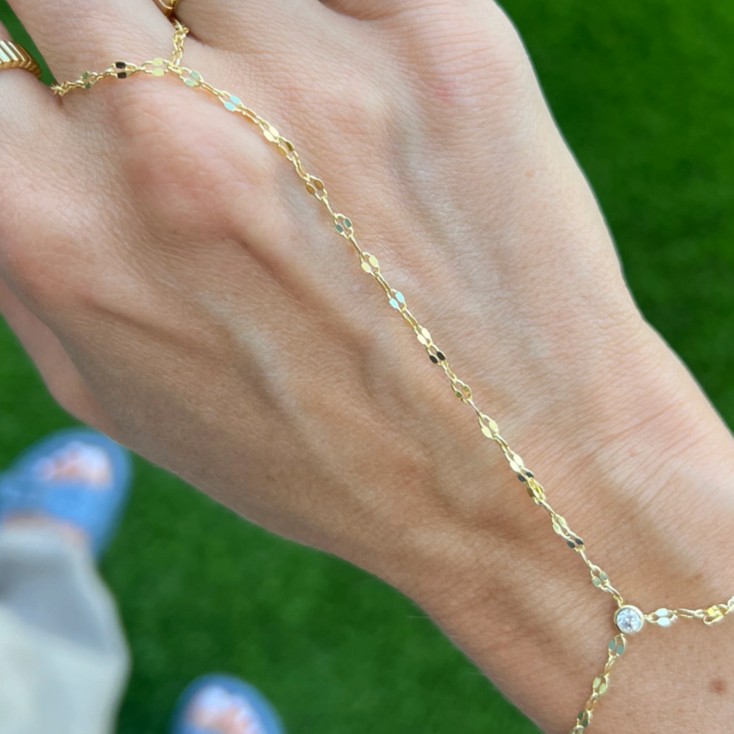 Bezel Hand Chain Bracelet Ring