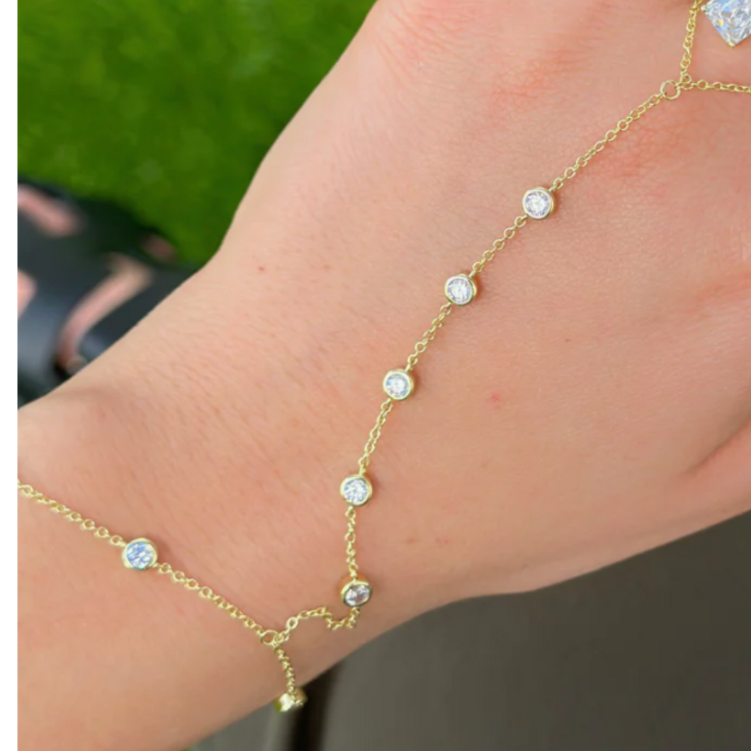 Sparkly Hand Chain Bracelet Ring