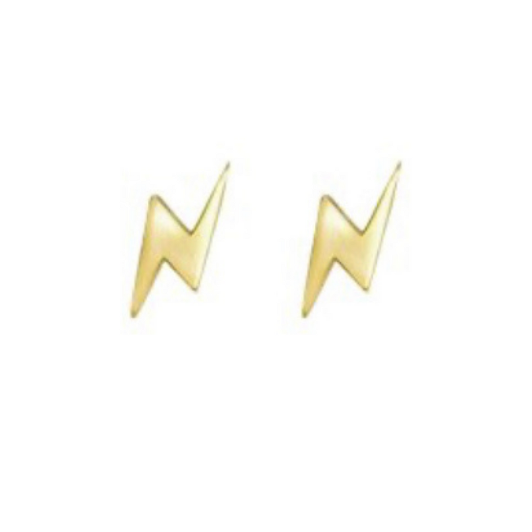 10k Gold Lightning Bolt Earring Studs