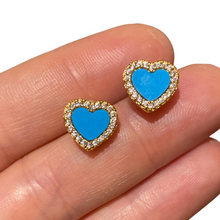 Load image into Gallery viewer, Blue Heart Earrings
