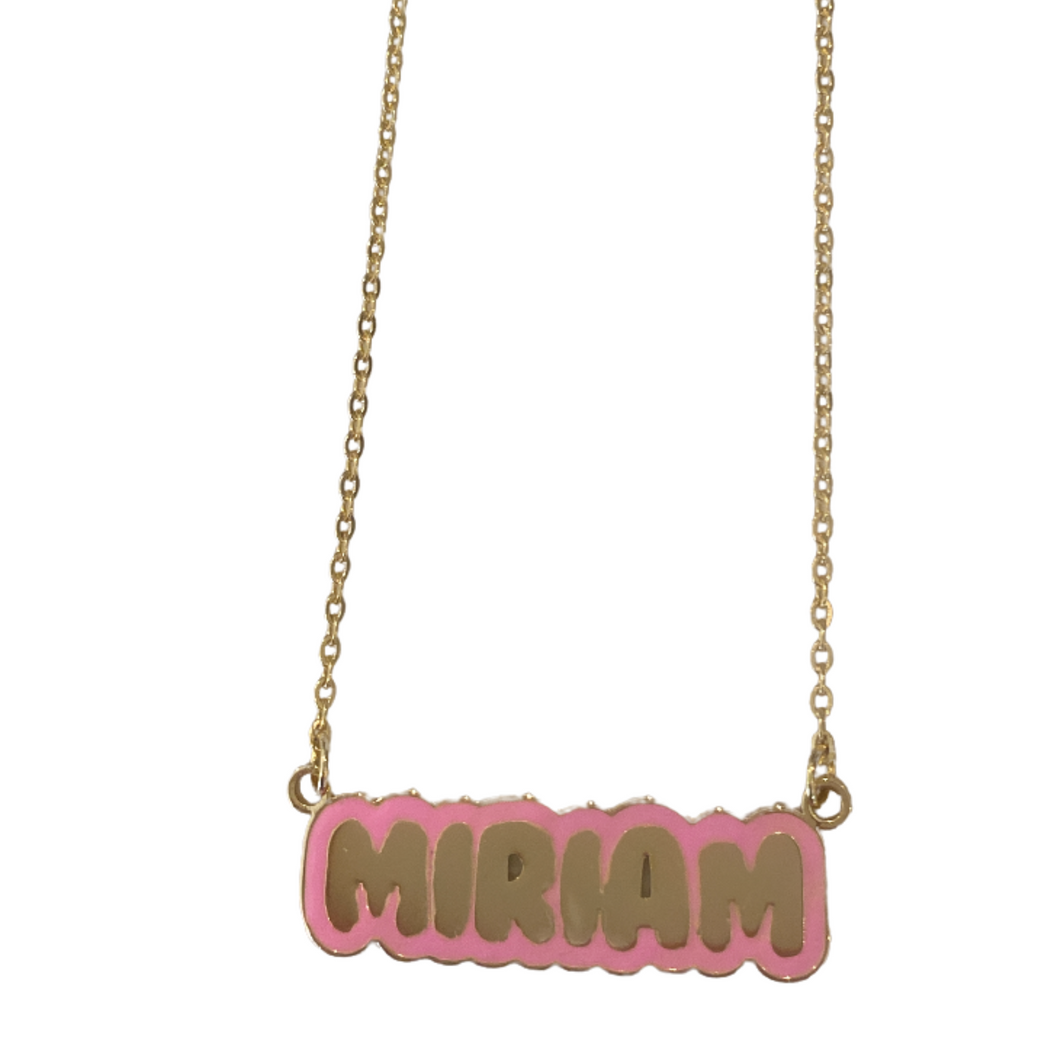 Custom Enamel Bubble Name Necklace