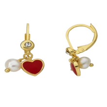 Load image into Gallery viewer, Hearts and Pearl Earrings
