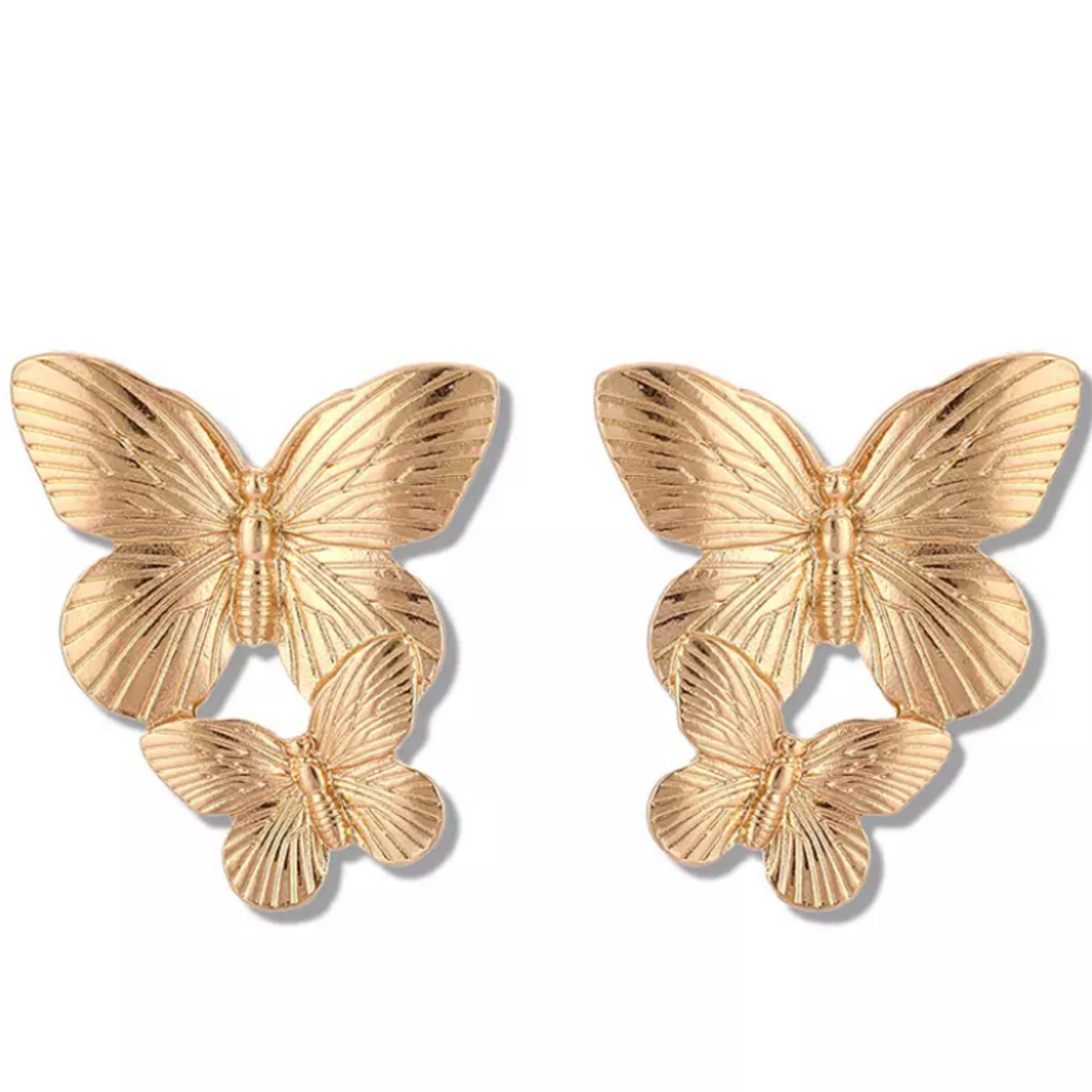 Double Butterfly Stud Earrings