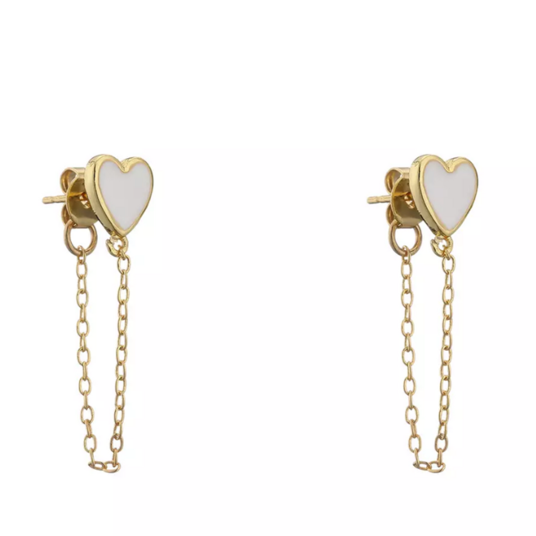 Chain Heart Stud Earrings