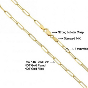 14 k Gold Paper Clip Necklace