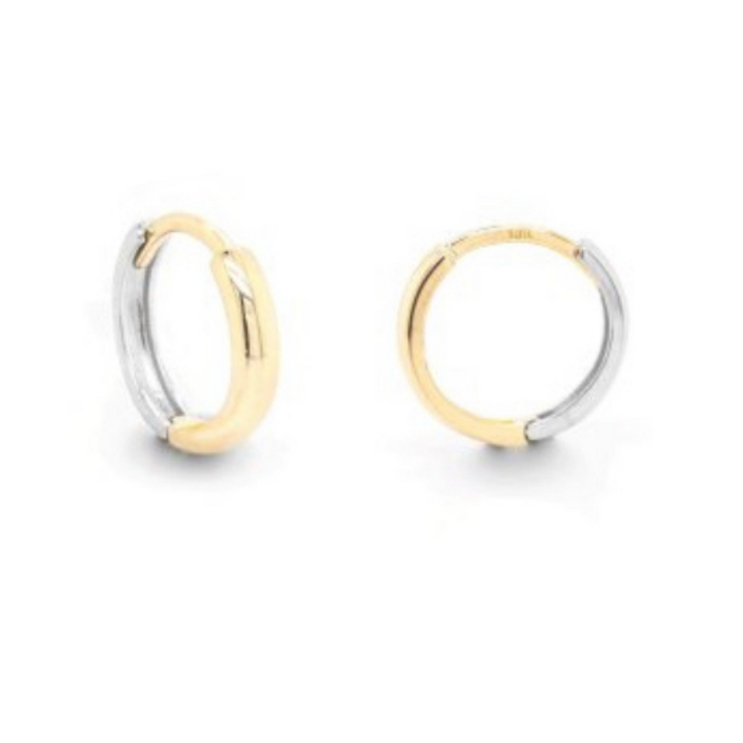 2 Tone 10k Gold Huggy Earrings