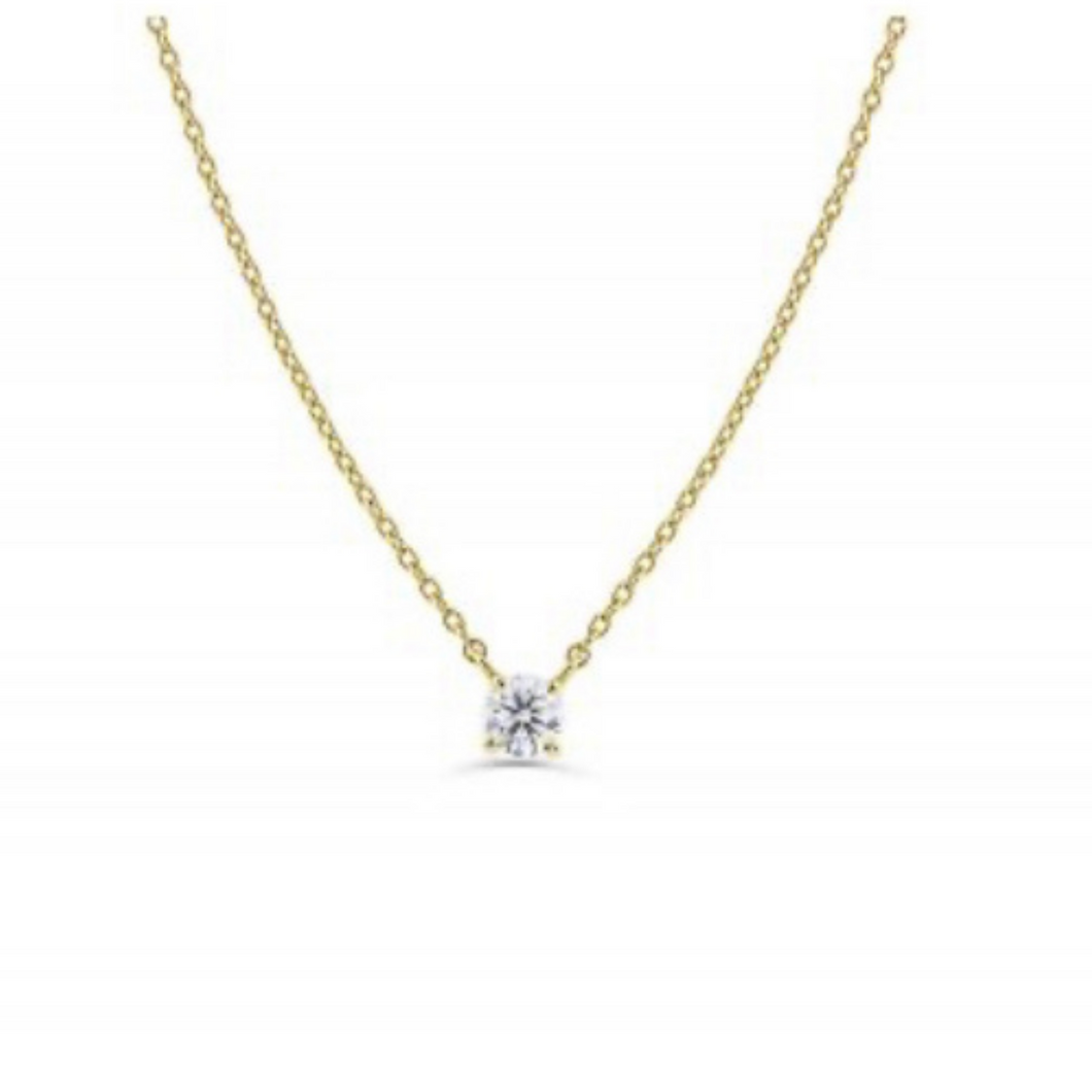 14k Gold And Diamond Solitaire Necklace