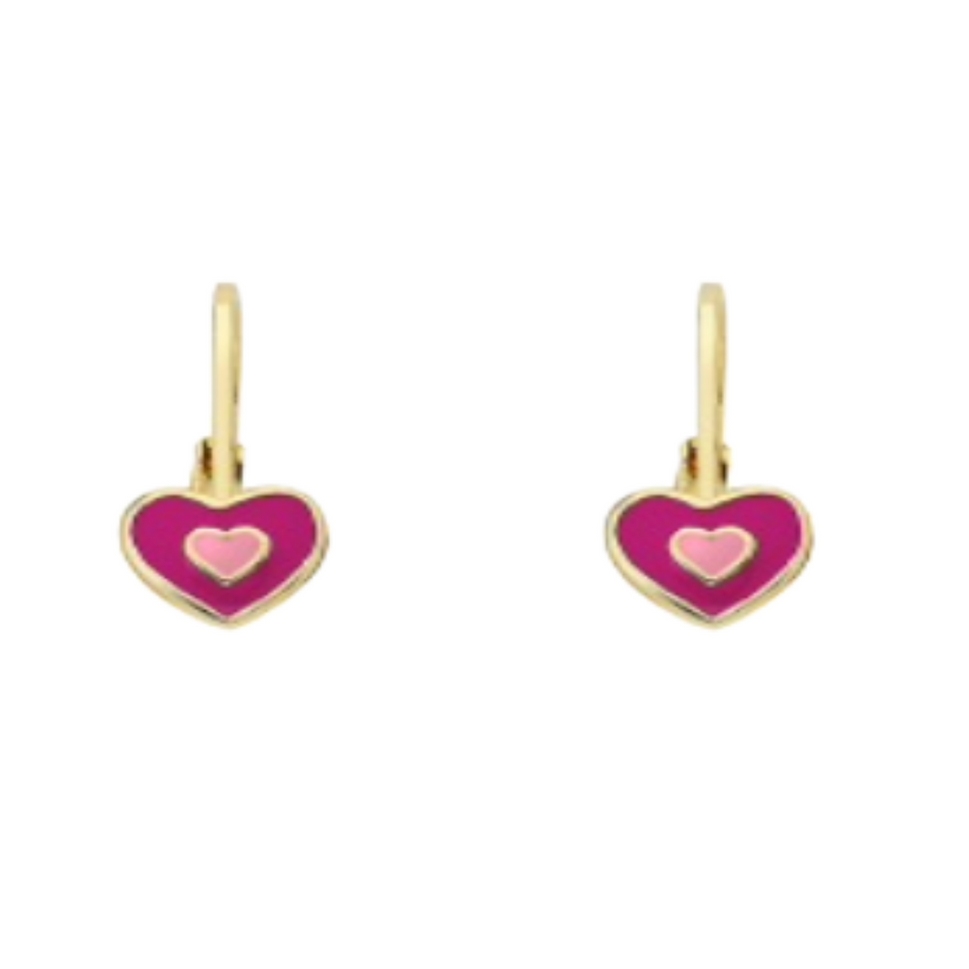 A Little Girls Pink Heart Earrings
