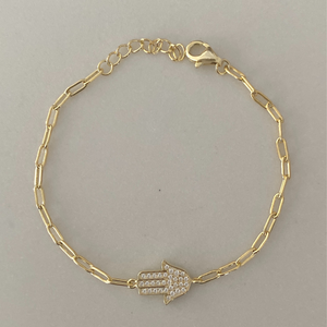 Hamsa Paper clip Chain Bracelet