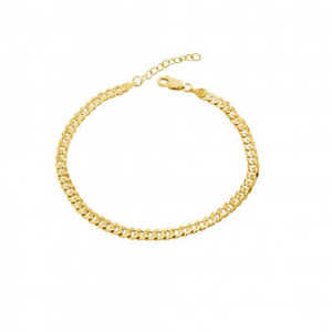 Gold Vermeil or 10k Gold Flat Curb Chain Bracelet