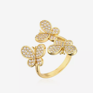 Adjustable 3 Butterfly Ring