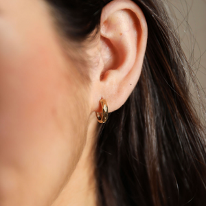 10 K Gold Diamond Cut Huggy Earrings