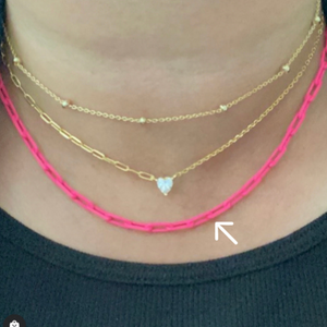 Hot Pink Paper Clip Necklace