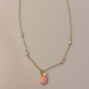 Pink Heart and Pearl Necklace