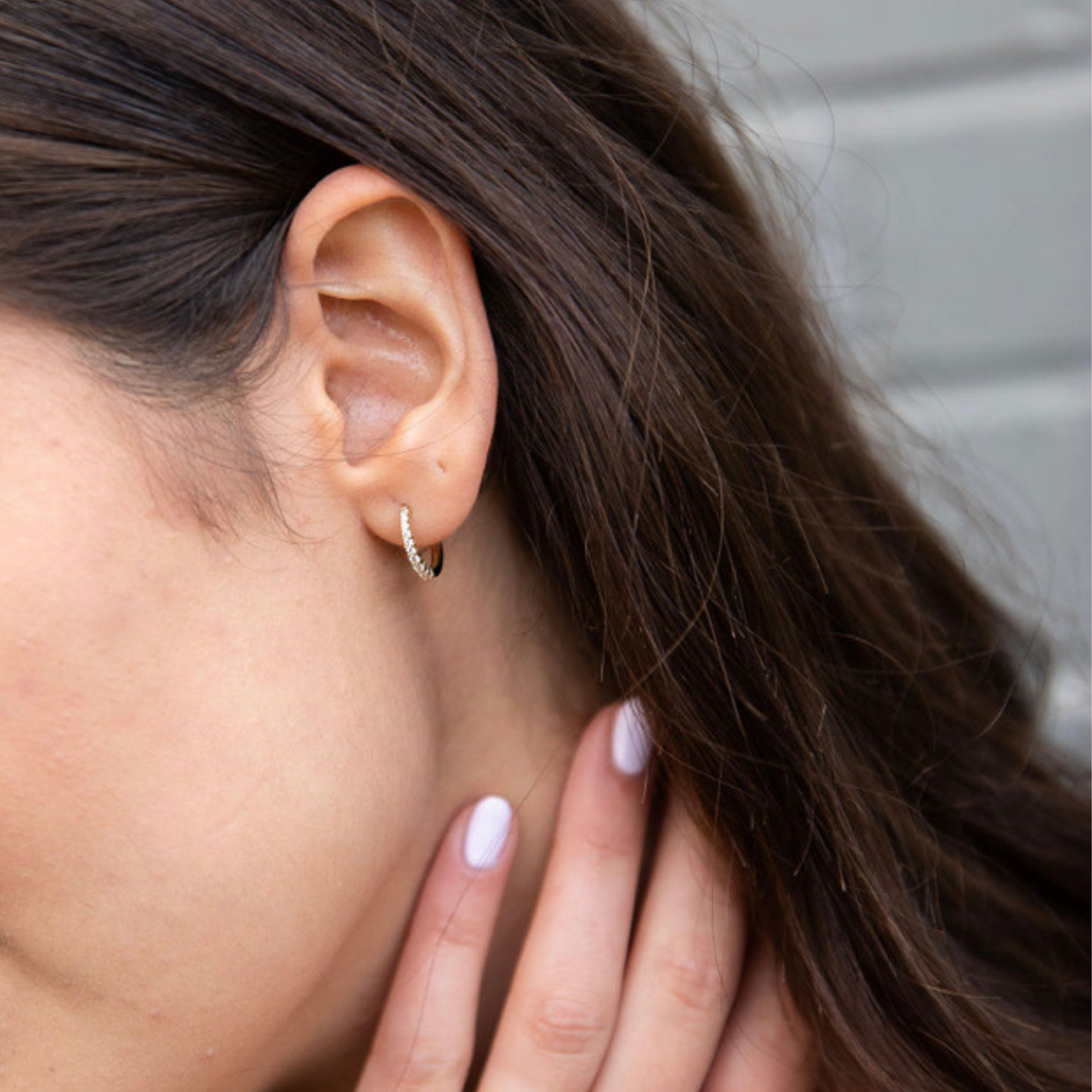 14 K Gold Sparkle Huggy Earrings