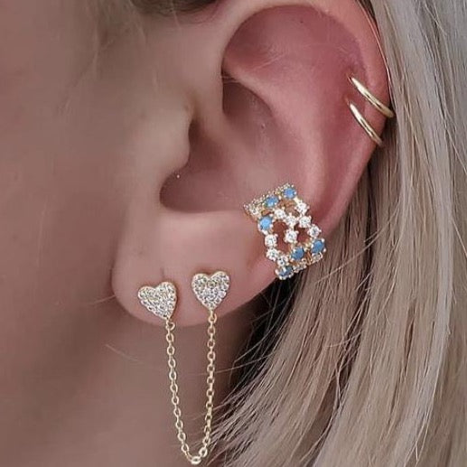 Double The Love Chain Stud Earrings