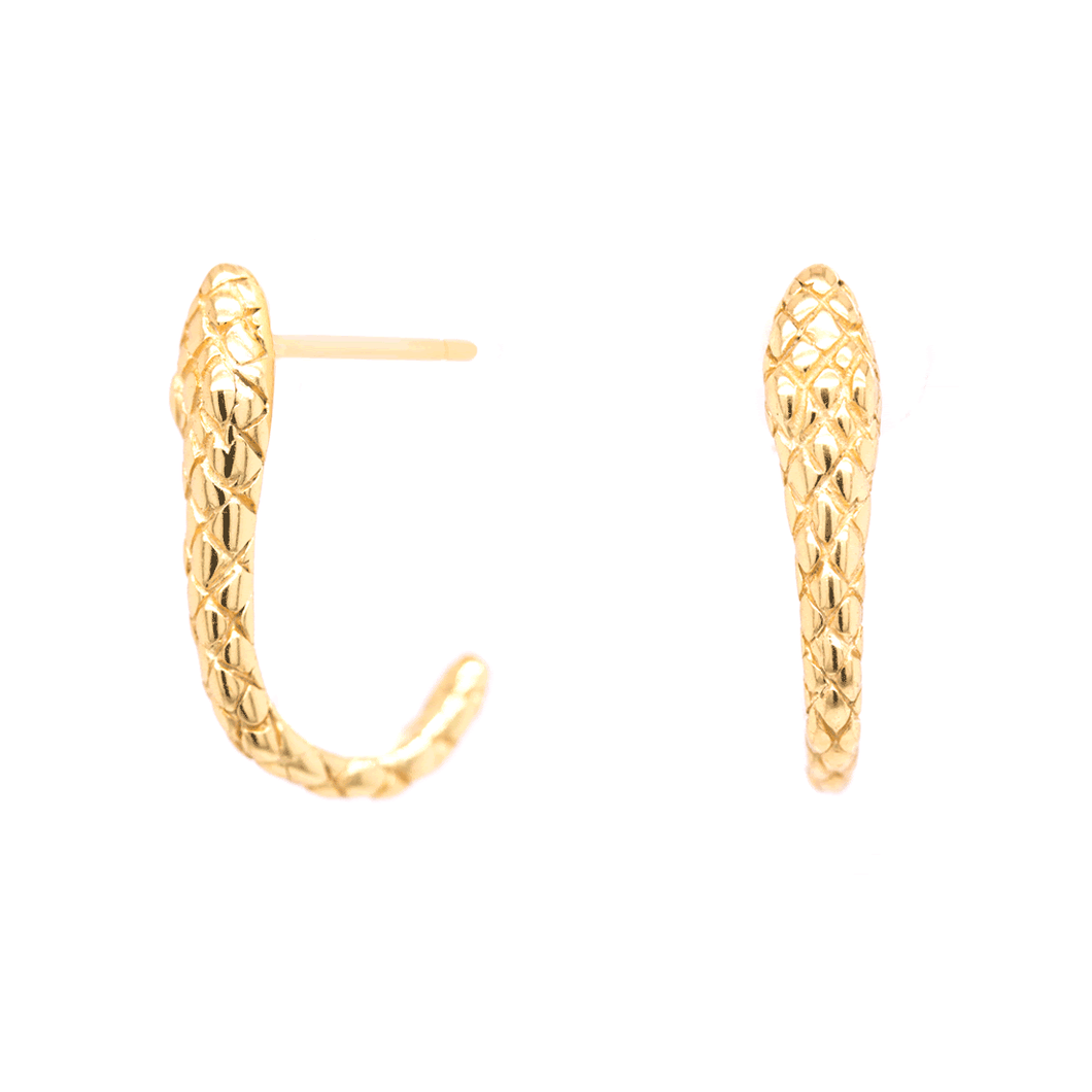 Gold Snake Hoop Stud Earrings