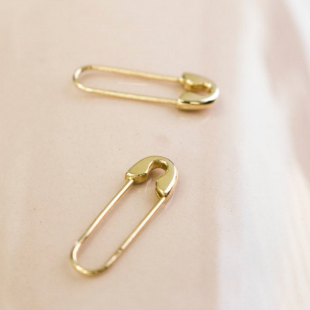 10K Gold Safety Pin Earrings