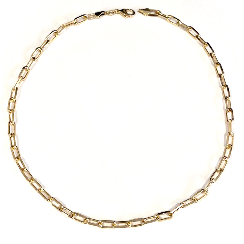 Gold Paper Clip (Small Size Links) Chain Necklace